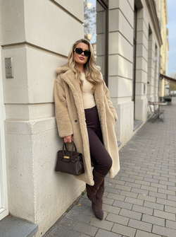 Naomi teddy long jacket beige