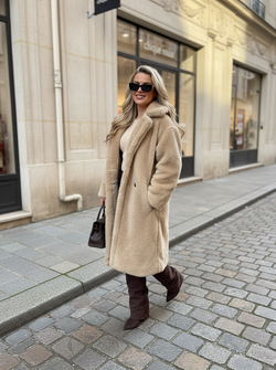 Naomi teddy long jacket beige