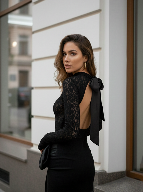 Stef lace body bow black Stef lace body bow black