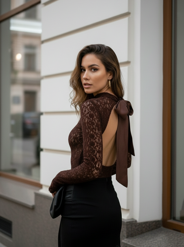 Stef lace body bow brown