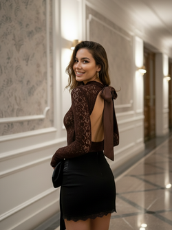 Stef lace body bow brown Stef lace body bow brown