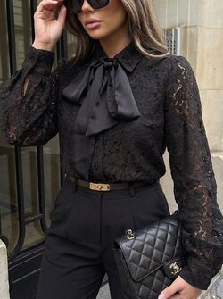 Keeley bow blouse black Keeley bow blouse black