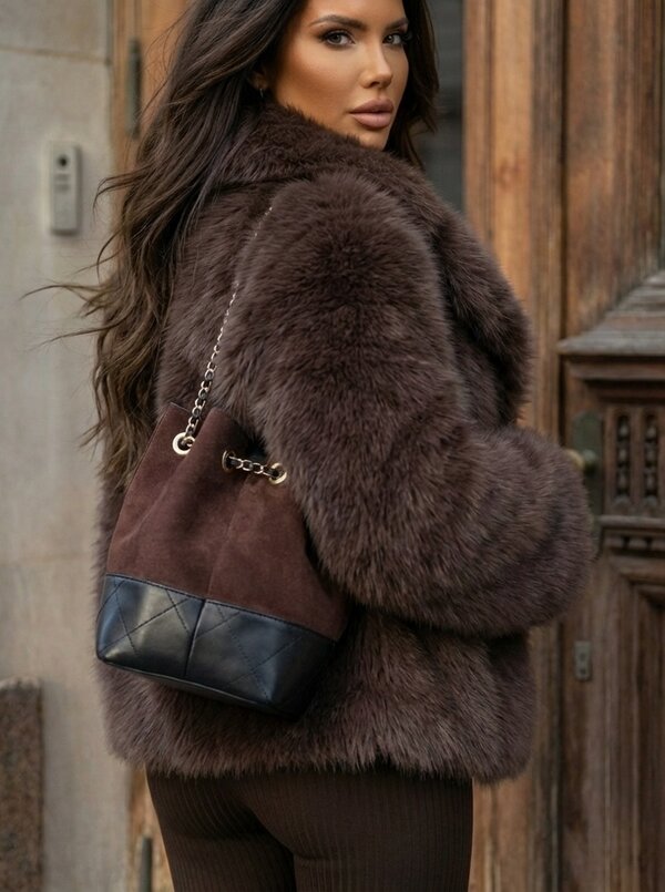 Leyla faux fur coat brown