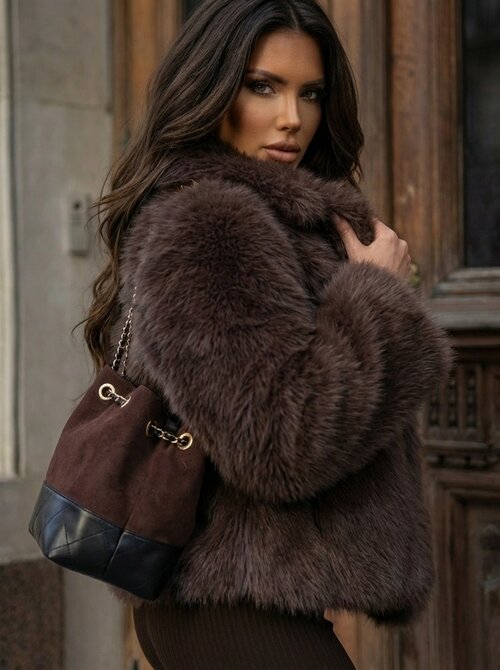 Leyla faux fur coat brown