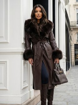 LOPEZ COAT BROWN FAUX FUR