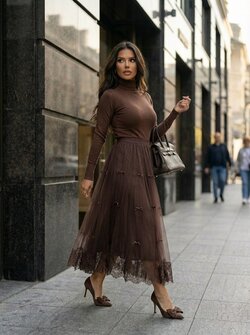 Tulle skirt brown