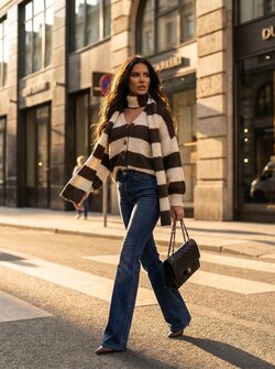 Vest & scarf set brown/creme