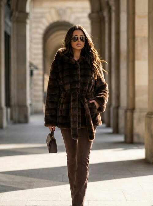 Vevé faux fur coat brown