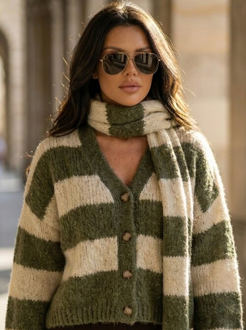 Vest & scarf set green