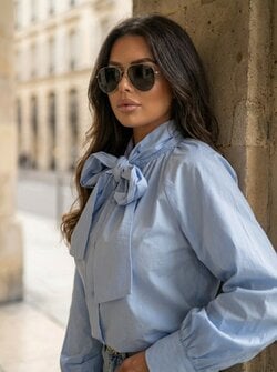 Bow blouse blue
