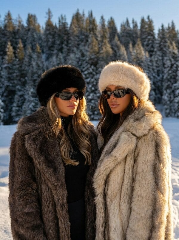 Faux fur headband creme