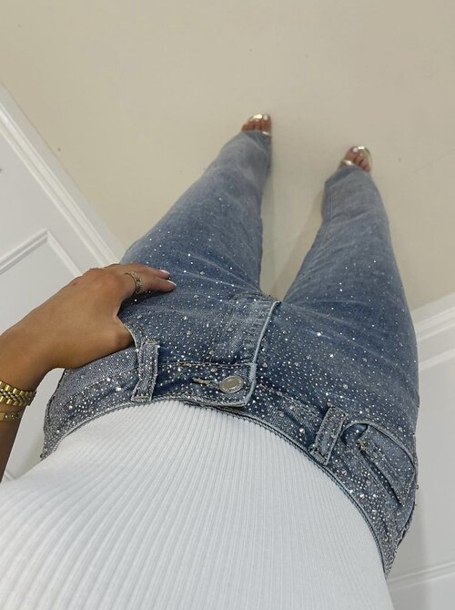 Estelle strass jeans blue