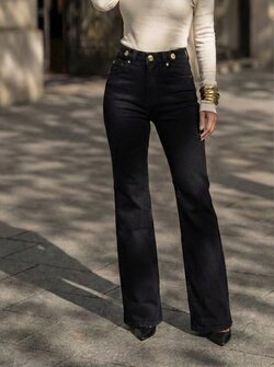 Black flare jeans gold buttons Black flare jeans gold buttons