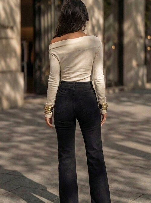 Koko black flare jeans gold buttons Koko black flare jeans gold buttons