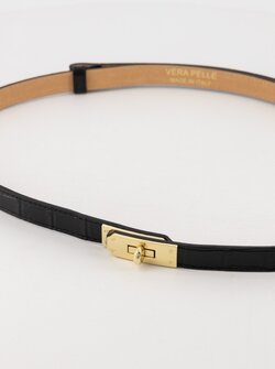 Croco leather belt black