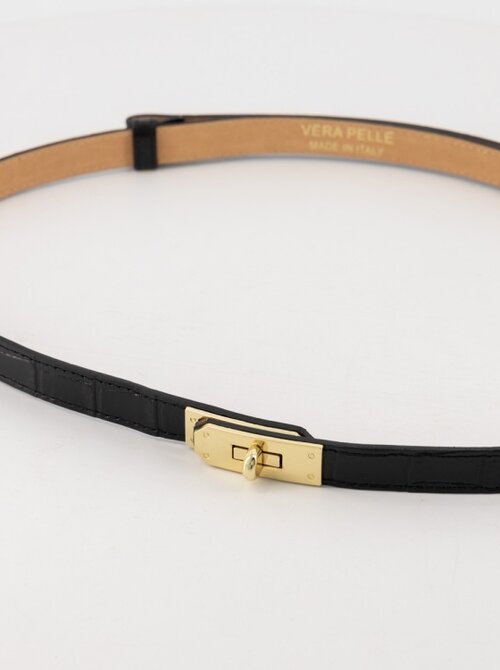 Croco leather belt black