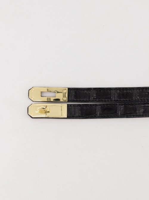 Croco leather belt black