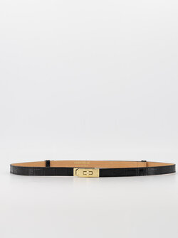 Croco leather belt black