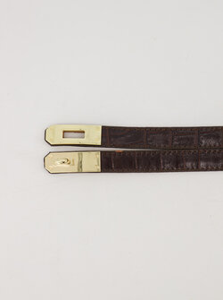 Croco leather belt Dark brown