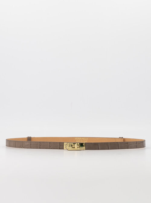 Croco leather belt taupe