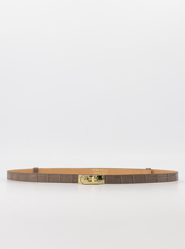 Croco leather belt taupe