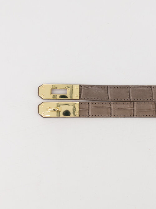 Croco leather belt taupe