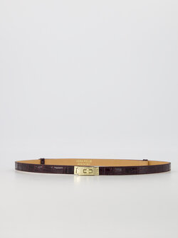 Croco leather belt bordeaux