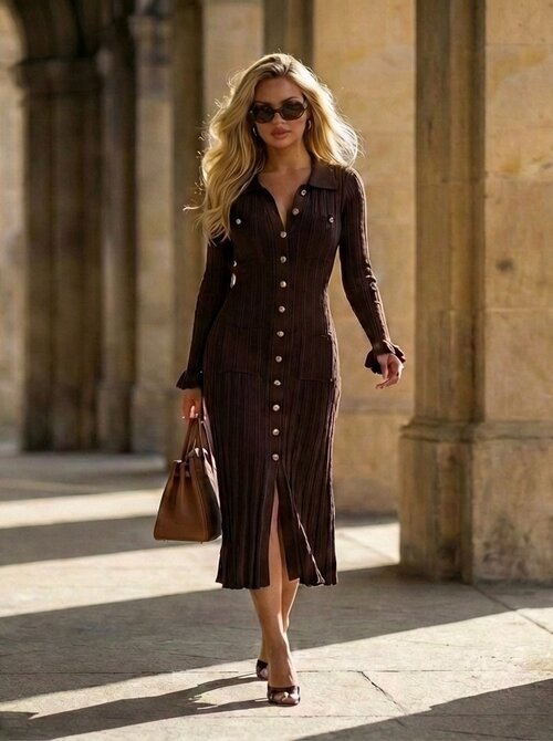Isa dress brown longsleeve