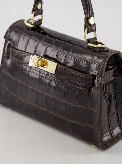 kylie bag croco dark brown