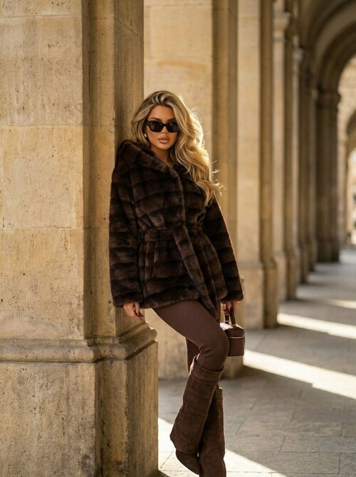 Vevé faux fur coat brown
