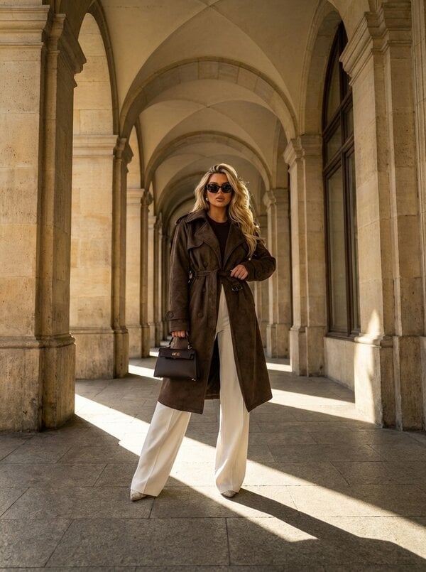 Suede trenchcoat