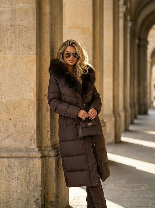 Sarah coat long brown