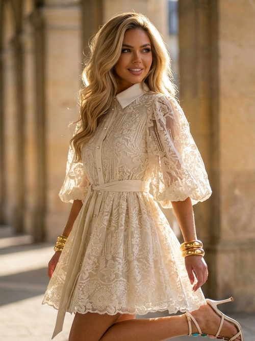 Alicia dress creme lace