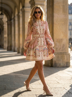 Blush printed dress