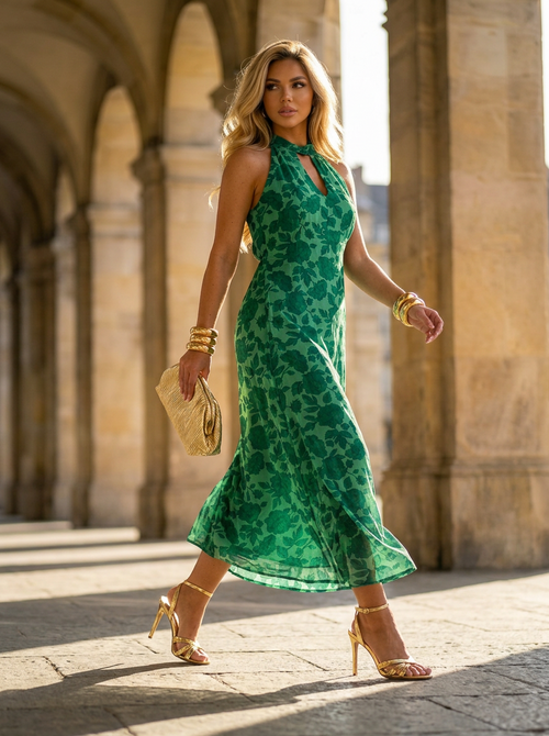 Linne dress green