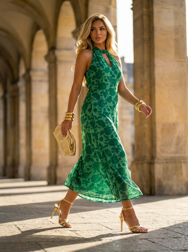 Linne dress green