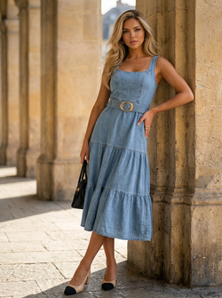 Taylor denim belt dress