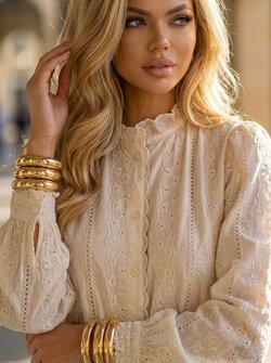 Jamie beige ruffle blouse