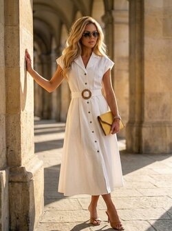 Alice dress creme with belt