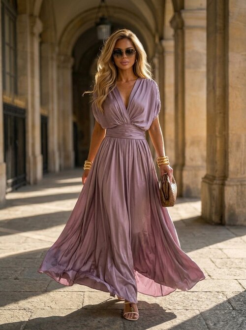 Amelie maxi dress mauve lila