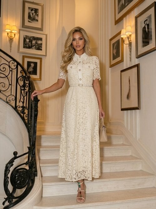 Char dress lace creme