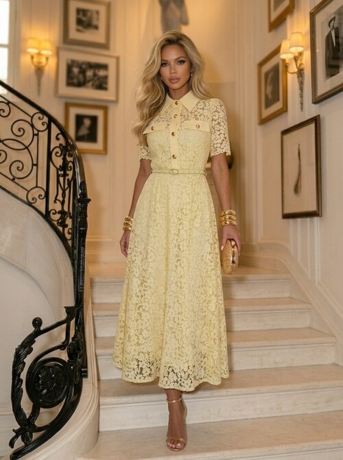 Char dress lace yellow