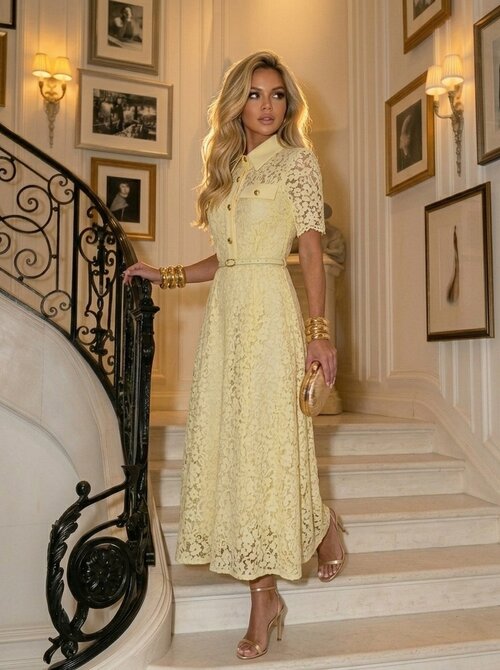Char dress lace yellow