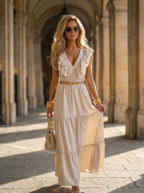 Daisy ruffle dress beige Daisy ruffle dress beige
