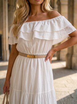 Christa offshoulder dress white