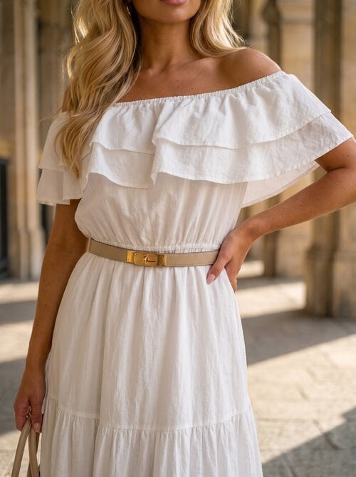 Christa offshoulder dress white