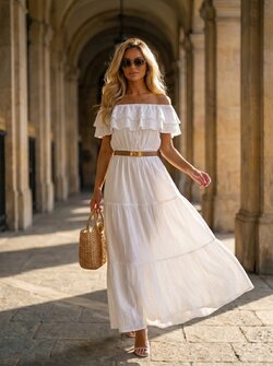 Christa offshoulder dress white