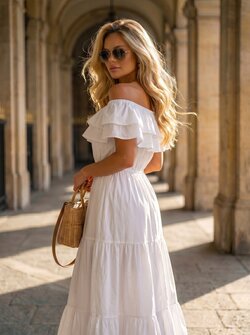Christa offshoulder dress white