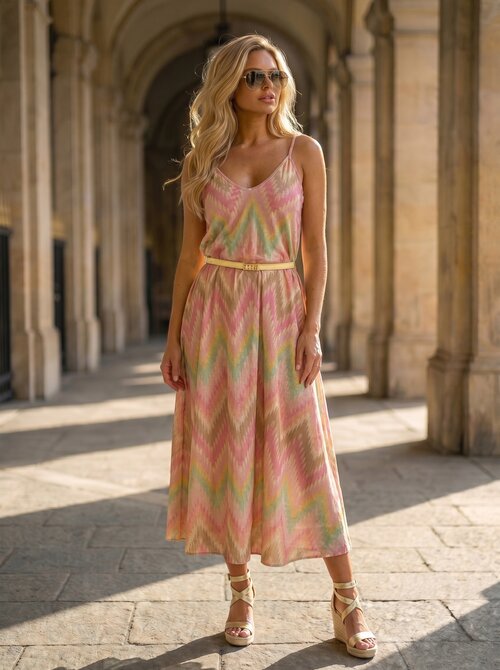 Channah dress zigzag soft pink & green Channah dress zigzag soft pink & green