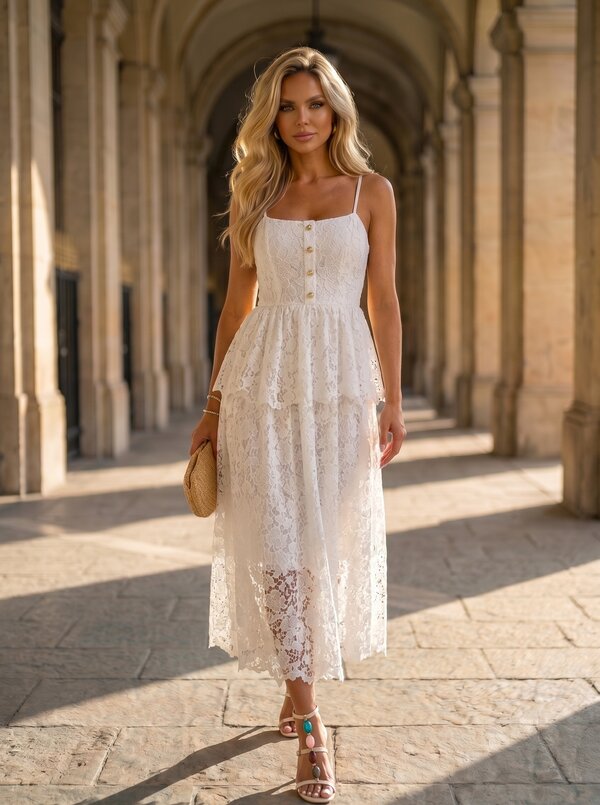 Christina lace dress white